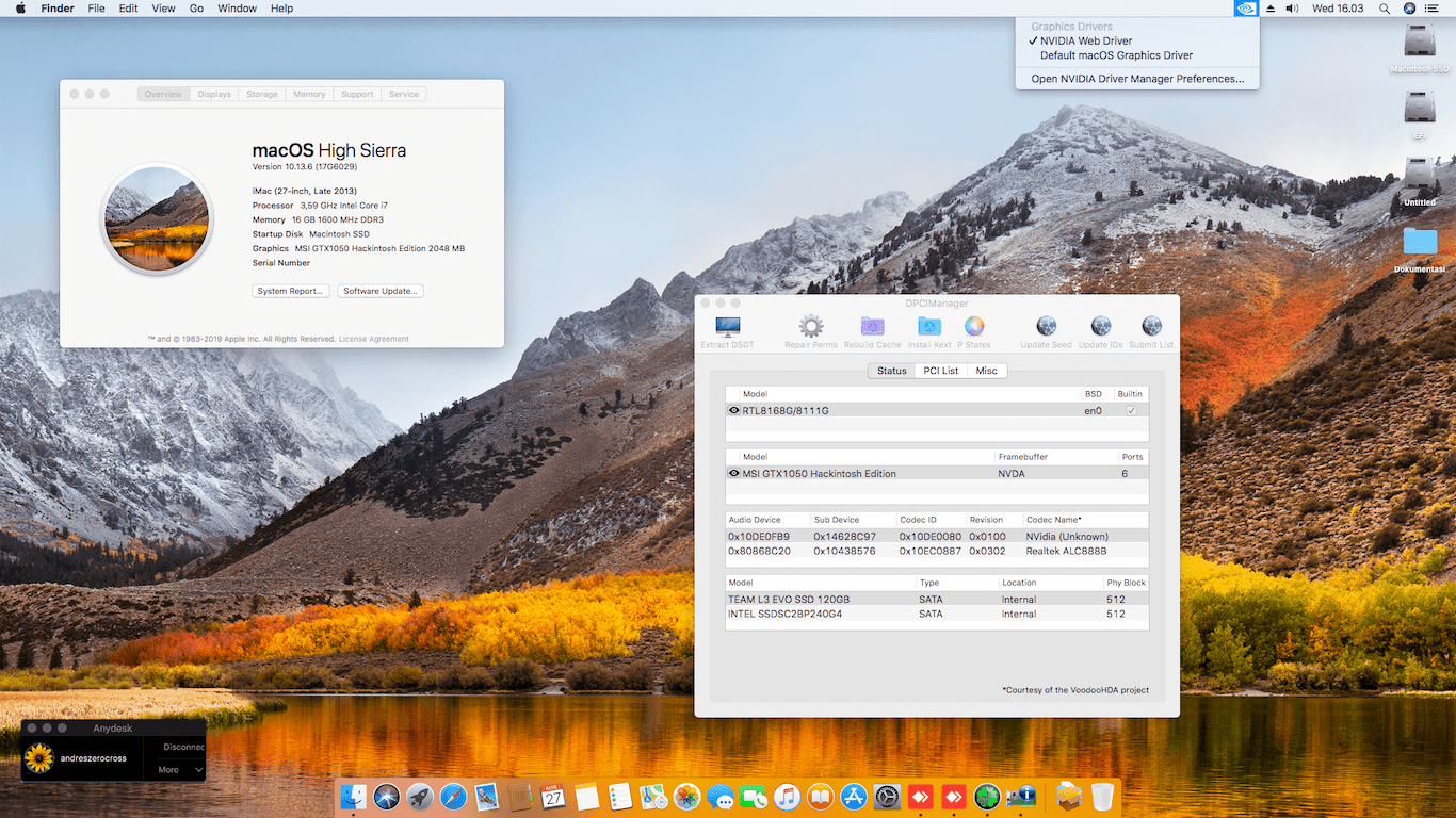 Succes Hackintosh macOS High Sierra 10.13.6 Build 17G6029 at Asus H81M-E + Intel Core i7 4790 + Nvidia GTX 1050